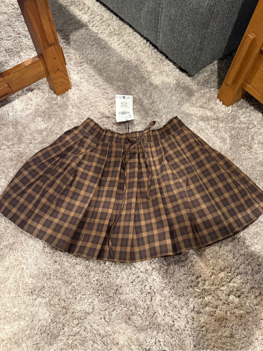 Zara Brown Plaid Circle Skirt